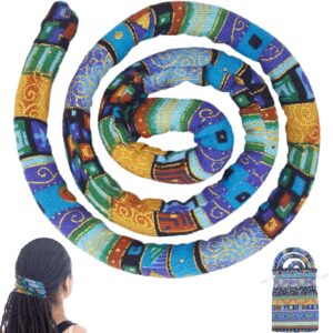 Spiral Lock Hair Tie Dreadlock Accessory Bendable Hair Ties for Women and Men Ponytail Holders Colorful Dreadlock Hair Tie Long Dreads Thick Curly Hair Holder (Blue Bronzing)