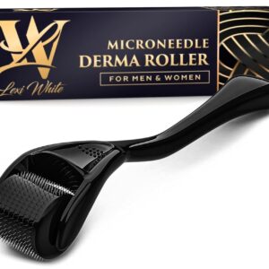 Derma Roller for Skin, Hair & Beard – Women and Men Titanium Microneedling Roller for Face & Scalp, Safe & Easy to Use – Charcoal