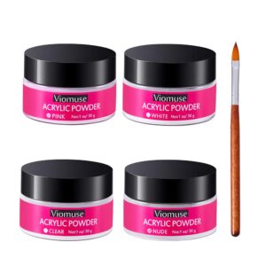 Viomuse Nail Acrylic Powder Kit with 4 Color x 30g and 1 Brush Pen (color3)
