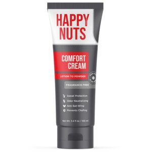 HAPPY NUTS Comfort Cream Deodorant For Men: Anti-Chafing Sweat Defense, Odor Control, Aluminum-Free Mens Deodorant & Hygiene Products for Men’s Private Parts 3.4 Fl Oz, Fragrance-Free