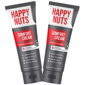 HAPPY NUTS Comfort Cream Deodorant For Men: Anti-Chafing Sweat Defense, Odor Control, Aluminum-Free Mens Deodorant & Hygiene Products for Men’s Private Parts 3.4 oz.(2 Pack, Original)