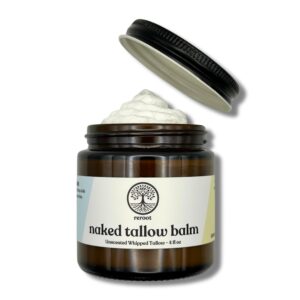 Beef Tallow for Skin | NAKED TALLOW BALM | 1 Ingredient – 100% Grass Fed Beef Tallow | Beef Tallow for Body & Face | Whipped & UNSCENTED for Sensititve Dry Skin, Babies, Eczema, Psoriasis, Rosacea (4oz)