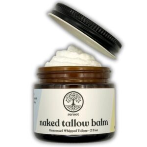 Handmade NAKED TALLOW BALM | 1 Ingredient – 100% Grass Fed Tallow | Whole Body & Face | Whipped & UNSCENTED for Sensititve Dry Skin, Babies, Eczema, Psoriasis, Rosacea (2oz)