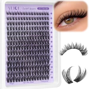 Lash Clusters Natural Wispy Cluster Eyelash Extensions DIY Individual Lashes Lash Extension Waterproof Cluster Lashes 224pcs 9-16mm Soft Thin Band by ALICE