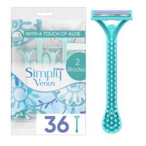 Gillette Simply Venus 2 Disposable Razors for Women, 36 count (4 packages of 9 razors)