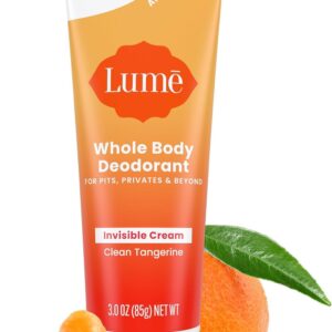 Lume Whole Body Deodorant – Invisible Cream Tube – 72 Hour Odor Control – Aluminum Free, Baking Soda Free, Skin Safe – 3.0 ounce (Clean Tangerine)