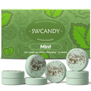 Aromatherapy Shower Steamers Birthday Day Gifts Mint – Swcandy 8 Pcs Bath Bombs Birthday Gifts for Women, Shower Bombs with Essential Oils, Relaxation Home SPA for Women Who Has Everything