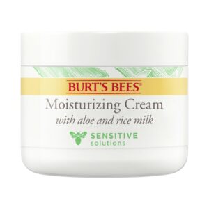 Burt’s Bees Sensitive Moisturizing Cream, Mothers Day Gifts, With Aloe Vera and Rice Milk, Face Moisturizer for Sensitive Skin, 98.8 Percent Natural Origin Skin Care, 3 oz. Package