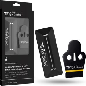 The Rich Barber Pro Barber Tools Set – Accessories Kit with 1-Minute Blade Modifier & 10-Second Blade Setter – Zero Gap Trimmer Alignment Tool, Blade Sharpener Block – Professional Barber Supplies