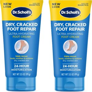 Dr Scholl’s Dry, Cracked Foot Repair Ultra-Hydrating Foot Cream 3.5 oz, Lotion with 25% Urea for Dry Cracked Feet, Heals and Moisturizes for Healthy Feet (Pack of 2)