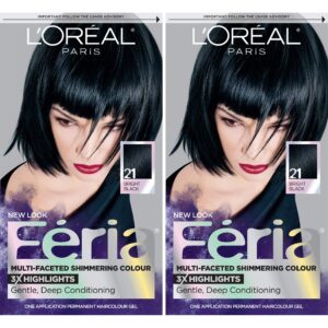 L’Oreal Paris Feria Multi-Faceted Shimmering Permanent Hair Color, 21 Starry Night, Hair Dye Kit, Pack of 2