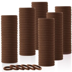 LuSeren 120 Pcs No Damage Hair Ties for Thick Hair, Large Soft Seamless Nylon Hair Elastics for Women, Ponytail Holders, Hair Accessories – brown