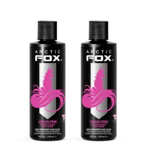 ARCTIC FOX Vegan and Cruelty-Free Semi-Permanent Hair Color Dye – VIRGIN PINK 8 Fl Oz (Pack of 2)
