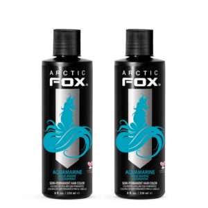 ARCTIC FOX Vegan and Cruelty-Free Semi-Permanent Hair Color Dye – AQUAMARINE 8 Fl Oz (Pack of 2)