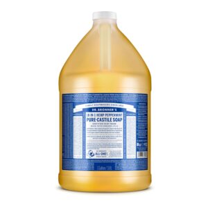 Dr. Bronner’s – Pure-Castile Liquid Soap (Peppermint, 1 Gallon) – Made with Organic Oils, 18-in-1 Uses: Face, Body, Hair, Laundry, Pets and Dishes, Concentrated, Vegan, Non-GMO