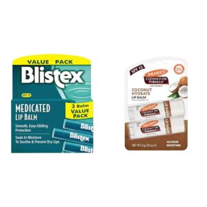 Blistex Medicated Lip Balm, 0.15 Ounce, 3 Count (Pack of 1) – Prevent Dryness & Chapping – Palmer’s Coconut Oil Formula Lip Balm Duo, All-Day Moisturization – Easter Basket Stuffers
