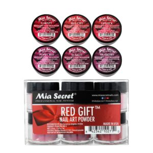 Mia Secret Red Gift Nail Art Powder – 6 Piece Collection – 1/4 Ounce Each