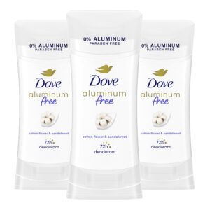 Dove Aluminum Free Deodorant for Women 3 Count Cotton Flower & Sandalwood 72 hour odor protection 2.6 oz