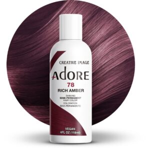 Adore Semi Permanent Hair Color – Vegan and Cruelty-Free Brown Hair Dye – 4 Fl Oz – 078 Rich Amber (Pack of 1)