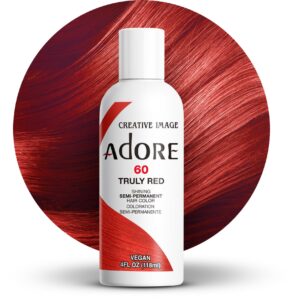 Adore Semi Permanent Hair Color – Vegan and Cruelty-Free Red Hair Dye – 4 Fl Oz – 060 Truly Red (Pack of 1)
