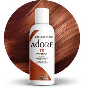 Adore Semi Permanent Hair Color – Vegan and Cruelty-Free Brown Hair Dye – 4 Fl Oz – 072 Paprika (Pack of 1)