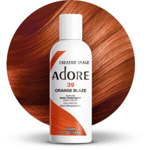 Adore Semi Permanent Hair Color – Vegan and Cruelty-Free Orange Hair Dye – 4 Fl Oz – 039 Orange Blaze (Pack of 1)
