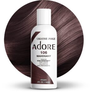 Adore Semi Permanent Hair Color – Vegan and Cruelty-Free Purple Hair Dye – 4 Fl Oz – 106 Mahogany (Pack of 1)