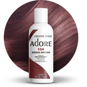 Adore Semi Permanent Hair Color – Vegan and Cruelty-Free Brown Hair Dye – 4 Fl Oz – 104 Sienna Brown (Pack of 1)
