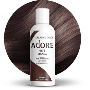 Adore Semi Permanent Hair Color – Vegan and Cruelty-Free Brown Hair Dye – 4 Fl Oz – 107 Mocha (Pack of 1)