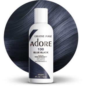 Adore Semi Permanent Hair Color – Vegan and Cruelty-Free Blue Hair Dye – 4 Fl Oz – 130 Blue Black (Pack of 1)