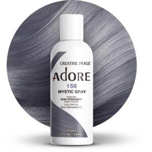 Adore Semi Permanent Hair Color – Vegan and Cruelty-Free Gray Hair Dye – 4 Fl Oz – 158 Mystic Gray (Pack of 1)