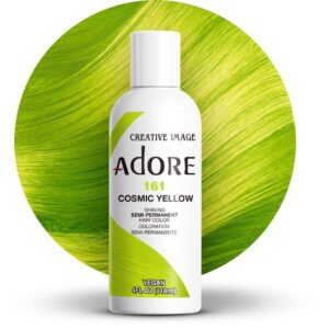 Adore Semi Permanent Hair Color – Vegan and Cruelty-Free Yellow Hair Dye – 4 Fl Oz – 161 Cosmic Yellow (Pack of 1)