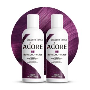 Adore Semi Permanent Hair Color – Vegan and Cruelty-Free Red Hair Dye – 4 Fl Oz – 085 Burgundy Bliss (Pack of 2)