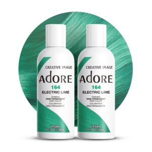 Adore Semi Permanent Hair Color – Vegan and Cruelty-Free Green Hair Dye – 4 Fl Oz – 164 Electric Lime (Pack of 2)