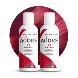 Adore Semi Permanent Hair Color – Vegan and Cruelty-Free Red Hair Dye – 4 Fl Oz – 064 Ruby Red (Pack of 2)