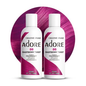 Adore Semi Permanent Hair Color – Vegan and Cruelty-Free Red Hair Dye – 4 Fl Oz – 086 Raspberry Twist (Pack of 2)