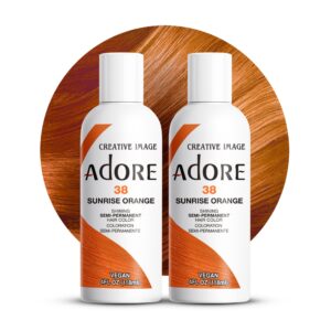 Adore Semi Permanent Hair Color – Vegan and Cruelty-Free Orange Hair Dye – 4 Fl Oz – 038 Sunsine Orange (Pack of 2)