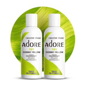 Adore Semi Permanent Hair Color – Vegan and Cruelty-Free Yellow Hair Dye – 4 Fl Oz – 161 Cosmic Yellow (Pack of 2)