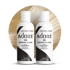 Adore Semi Permanent Hair Color – Vegan and Cruelty-Free Clear Hair Dye – 4 Fl Oz – 010 Crystal Clear (Pack of 2)