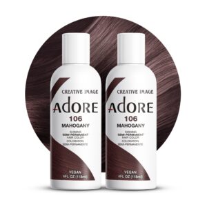 Adore Semi Permanent Hair Color – Vegan and Cruelty-Free Brown Hair Dye – 4 Fl Oz – 106 Mahogany (Pack of 2)