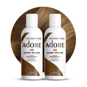 Adore Semi Permanent Hair Color – Vegan and Cruelty-Free Brown Hair Dye – 4 Fl Oz – 048 Honey Brown (Pack of 2)