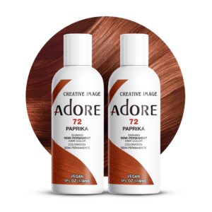 Adore Semi Permanent Hair Color – Vegan and Cruelty-Free Brown Hair Dye – 4 Fl Oz – 072 Paprika (Pack of 2)