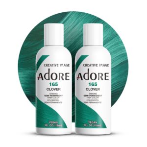 Adore Semi Permanent Hair Color – Vegan and Cruelty-Free Green Hair Dye – 4 Fl Oz – 165 Clover (Pack of 2)