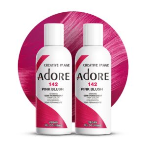 Adore Semi Permanent Hair Color – Vegan and Cruelty-Free Pink Hair Dye – 4 Fl Oz – 142 Pink Blush (Pack of 2)