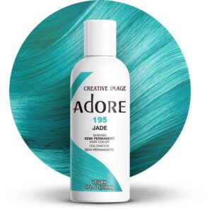 Adore Semi Permanent Hair Color – Vegan and Cruelty-Free Green Hair Dye – 4 Fl Oz – 195 Jade (Pack of 1)