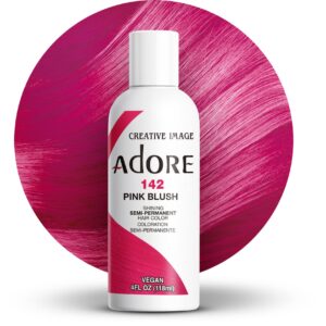 Adore Semi Permanent Hair Color – Vegan and Cruelty-Free Pink Hair Dye – 4 Fl Oz – 142 Pink Blush (Pack of 1)