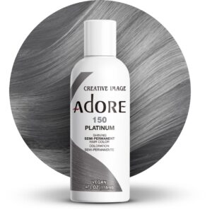 Adore Semi Permanent Hair Color – Vegan and Cruelty-Free Silver Hair Dye – 4 Fl Oz – 150 Platinum (Pack of 1)
