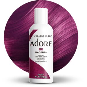 Adore Semi Permanent Hair Color – Vegan and Cruelty-Free Purple Hair Dye – 4 Fl Oz – 088 Magenta (Pack of 1)