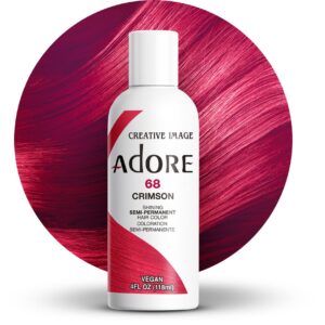Adore Semi Permanent Hair Color – Vegan and Cruelty-Free Red Hair Dye – 4 Fl Oz – 068 Crimson (Pack of 1)