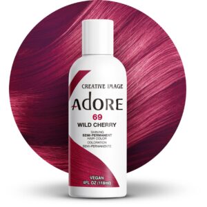 Adore Semi Permanent Hair Color – Vegan and Cruelty-Free Red Hair Dye – 4 Fl Oz – 069 Wild Cherry (Pack of 1)